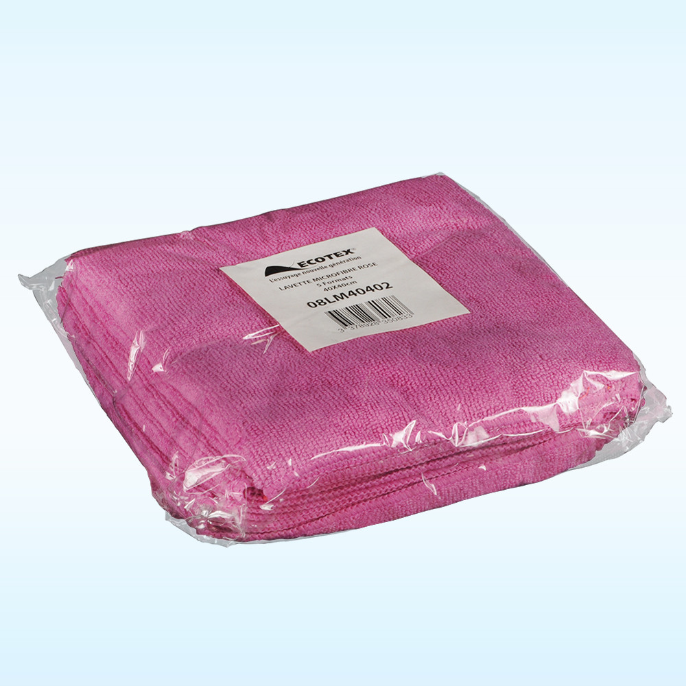 Lavette microfibre rose tissée-entretien- nettoyage professionnel